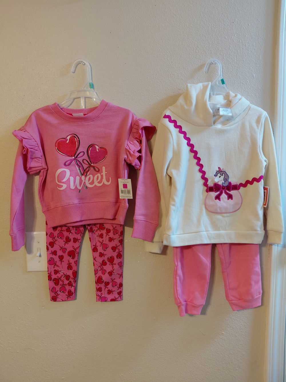 Girls Pink 'Sweet' Heart Sweatshirt & Cherry Leggings Set